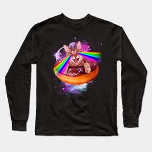 Space Cat Donut Shooting Rainbow Long Sleeve T-Shirt